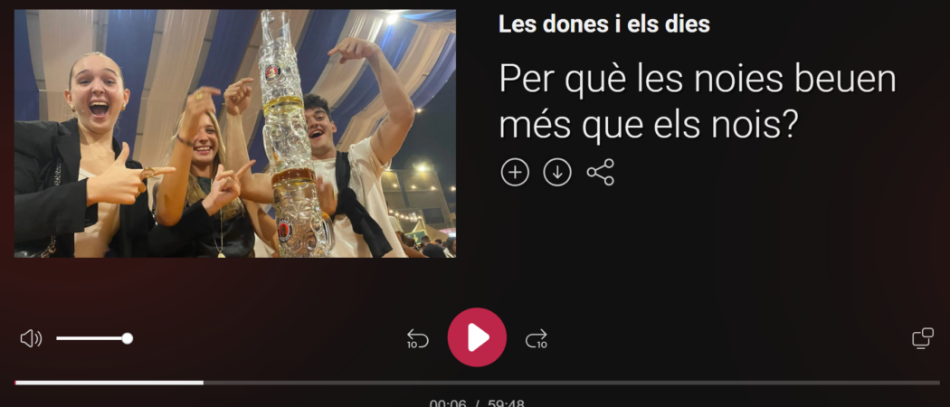 «Per què les noies beuen més que els nois?»: conversa a ‘Les dones i els dies’ (Catalunya Ràdio)