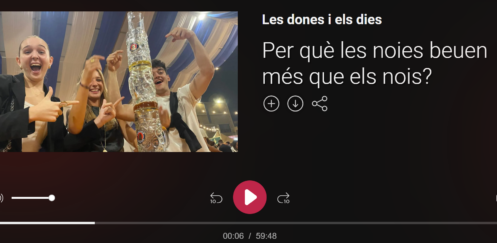 “Per què les noies beuen més que els nois?”: conversa a ‘Les Dones i els Dies’ (Catalunya Ràdio)