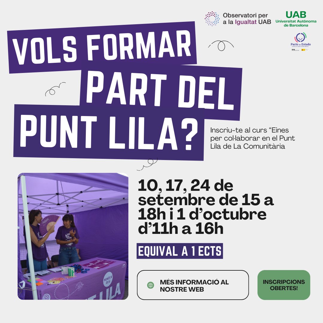 "Eines per col·laborar al Punt Lila de La Comunitària de la UAB" // Universitat Autònoma de Barcelona